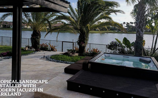Tropical Landscape Installed With Modern Jacuzzi In Parkland