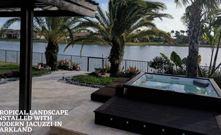 Tropical Landscape Installed With Modern Jacuzzi In Parkland